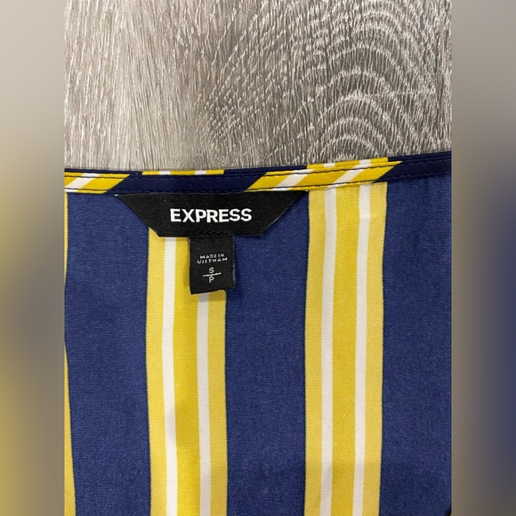 Express S Yellow/Navy Blue Striped Dress, Used, Quantity 1 available. - Picture 3 of 13